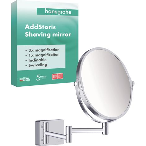 Hansgrohe AddStoris - Espejo cosmético de pared, cromo 41791000 (1/2)