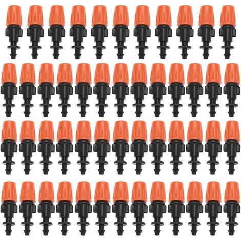 50 Pcs Drip Irrigation Spray Emitters, Adjustable Misting Drippers Tube Connector Irrigation Sprinklers Head Watering System, for Garden, Lawn, Farm, Vegetable Garden (1/5)