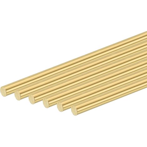 6 Pcs Round Bar Solid Brass 1/4" (6.35mm) Diameter, Length 8"(203mm) H62 Brass Lathe Bar for DIY Craft Industry Construction (1/5)