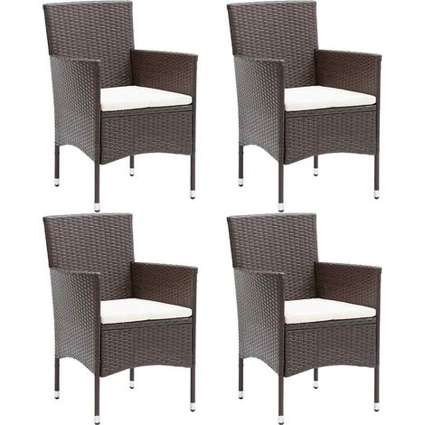 Garten-Essstühle 4 Stk. Poly Rattan Braun vidaXL (1/5)