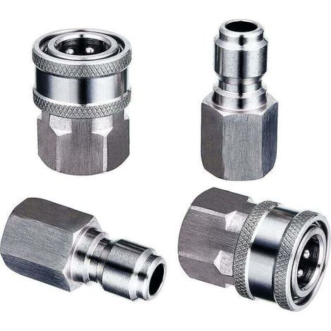 Hochdruckreiniger-Adapter, 2 Sets, 3/8-Zoll-Schnellkupplungen, Edelstahl-Hochdruckreiniger-Anschlüsse, männliche und weibliche Schnellkupplungen (1/5)