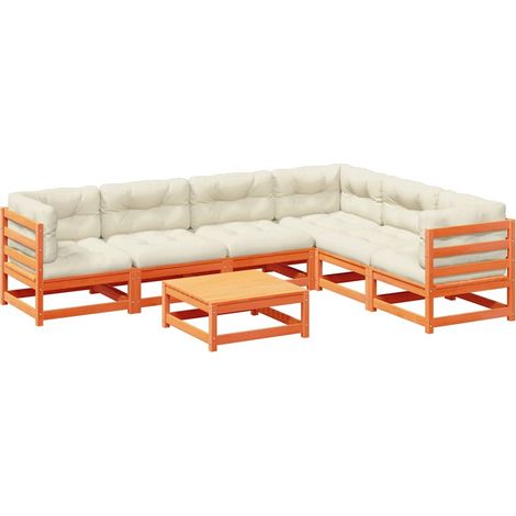 Maison Exclusive - Set de sofás jardín 7 pzas con cojines madera (1/5)