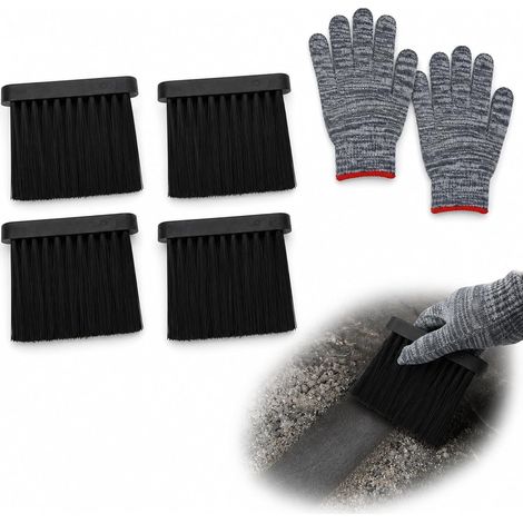 Lot de 4 brosses de rechange avec manche en bois avec gants pour nettoyage (1/5)