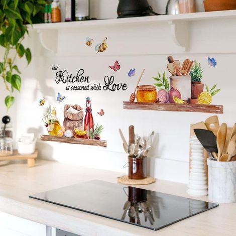Kitchen Wall Stickers, Wall Decals, Quotes, Decor Stickers for Kitchen, Dining Room, Cupboard Door, Decoration Stickers (1/4)