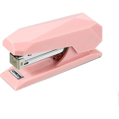 Agrafeuse De Bureau Antidérapante - Capacité 20 Feuilles - Forme Diamant - Couleur Rose - Pour Bureau Maison École - 1 Pièce (1/5)