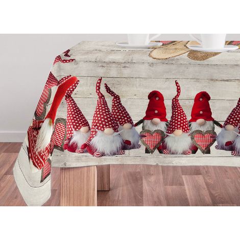 Tovaglia Natale Digitale Centrotavola Runner Natalizio 100% Cotone Gnomi SV, misura140x190coloreGnomi (1/4)