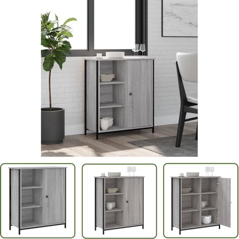 The Living Store Sideboard Grau Sonoma 70x30x80 cm Holzwerkstoff - Schreibtisch - Wohnzimmermöbel - Sideboard - Grau Sideboard - Holz Sideboard (1/5)