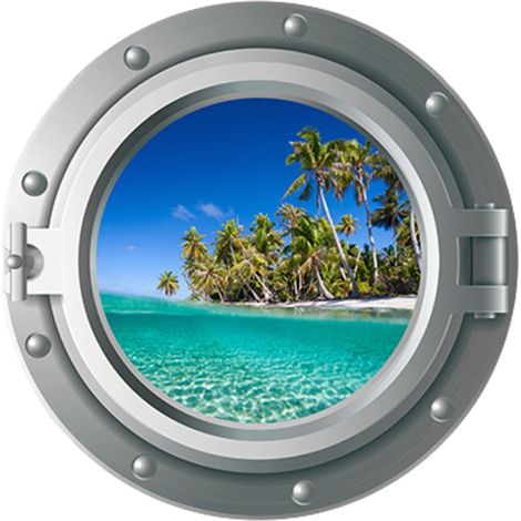 Pegatina 3D de crucero – PVC – Multicolor – 33,5 x 33,5 cm – Impermeable y reutilizable – Decoración de pared