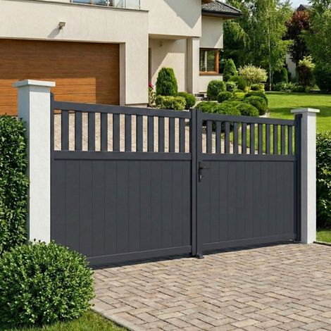 Portail battant aluminium 400x158 cm anthracite AXIS ALTO (1/5)