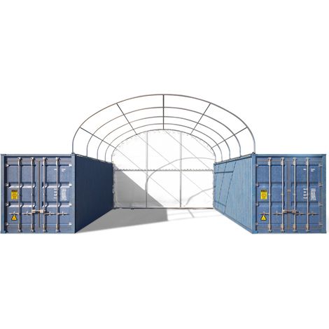 TOOLPORT Paroi arrière pour abri sur container, largeur 6m - Bâche PVC PRIMEtex 2300, blanc