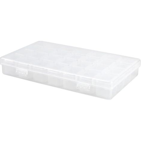 Boîte de Rangement Transparente Plastique 28 Compartiments, Organisateur Multi-grilles Portable, Étui pour Bijoux, Perles et Accessoires de Loisirs Créatifs, Usage Domestique (1/5)