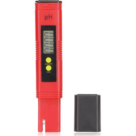 Hochpräzises pH-Messgerät im Stiftformat mit automatischer Kalibrierung, tragbares Wasserqualitätsmessgerät mit ATC für Schwimmbäder, Aquarien und Whirlpools. Rot und schwarz. (1/5)