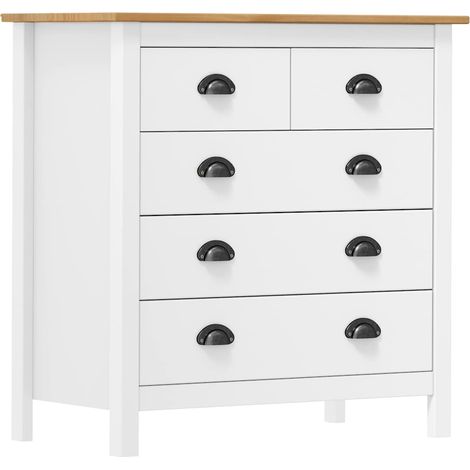 Mesita de noche Hill madera maciza de pino blanco 79x40x80 cm (1/4)