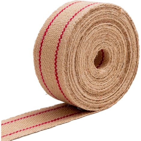 Courroie en Jute pour Tapisserie - Made in Italy - 10 Mètres - Corde de Ceinture Professionnelle pour Fond de Chaises, Canapés, Fixation Meubles - Couleur Naturelle - 50 mm (1/4)