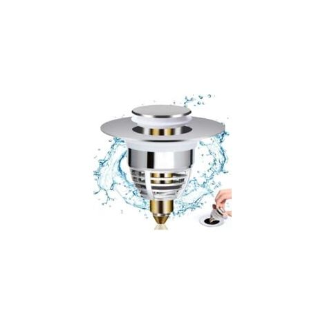 Bonde Lavabo Universel, Bouchon de Lavabo Pop-Up avec 2 Joints pour Baignoire, Cuisine, lavabo (Orifice de vidange 32-42mm), bouchon évier (1/4)