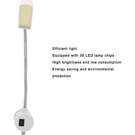 Lampe de bureau/maison à LED tactile pour machine à coudre/tatouage, col de cygne, avec interrupteur magnétique et base magnétique (prise 90-265VEU). (1/5)