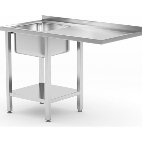 HENDI Tisch mit Spüle, Ablageboden und Platz für Geschirrspüler, links, 1200x700x(H)850mm