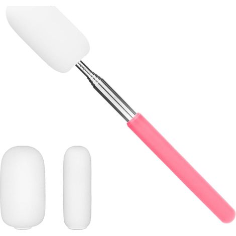 (Rose) Éponge Télescopique pour Poterie, Éponge Rétractable sur Bâton Extensible Jusqu'à 72cm
