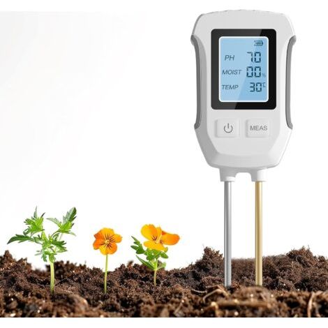 Misuratore di pH, temperatura e umidità del terreno 3 in 1 con display digitale per il giardinaggio. (1/5)
