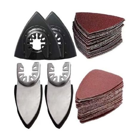 Ede Kit de ponçage oscillant de 54 pièces, 2 patins de ponçage triangulaires et 2 patins de ponçage pour les doigts, 50 papiers de verre multi-outils (1/5)