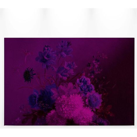 Tableau à fleurs violet pour chambre adulte | Tableau salon bouquet de fleurs | Tableau sur toile fleuri mauve violet pour couloir - 0,9 x 0,6 m (1/5)