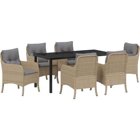 Maison Exclusive - Ensemble de salle à manger pour jardin 7 pcs Beige polyrotin (1/5)