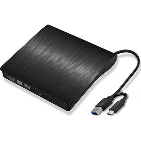 Lecteur Cd-Dvd Externe - Usb Type-C - Compatible Pc Portable Tablette - Lecture Musique Films - 1 Pièce