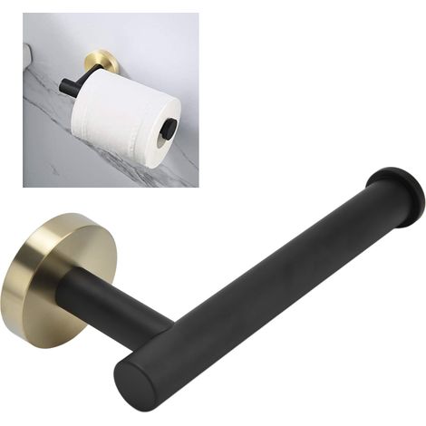 Support mural pour papier toilette avec barre chromée noir et doré - Bracket - 304 Stainless Steel - 1 Bracket + 2 screws + 2 expansion tubes + 1 wrench (1/5)