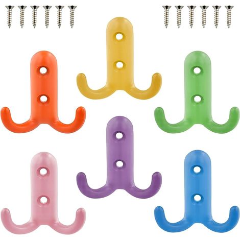6 Pièces Crochets Muraux Patère Coloré, Patere Murale Enfant Chambre Decoratif, Muraux Metal Petit Crochet avec Vis, Crochets Muraux A Visser, pour Vestiaire Salle de Bain Cuisine Chambre (1/5)