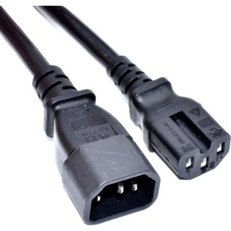 Akyga Strom Anschlusskabel [1x Kaltgeräte-Stecker C14 - 1x Warmgeräte-Buchse C15] 1.80 m Schwarz