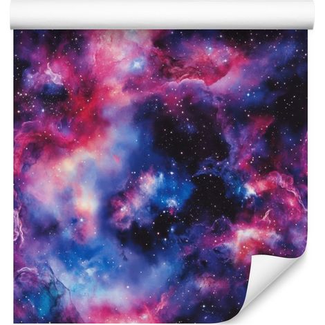Papel pintado de acuarela galaxia violeta, composición armoniosa 50x1000 cm (1/5)