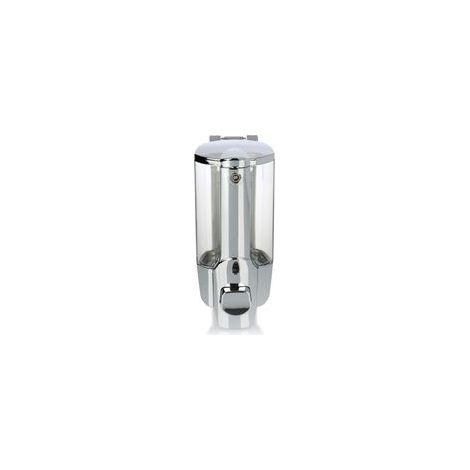 Distributeur de Savon Mural Rechargeable Design Chromé 85 x 85 x 190mm Contenance de 500ml, Pratique pour Salle de Bain