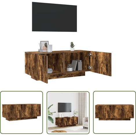The Living Store Meuble TV Chêne fumé 100x35x40 cm Bois d'ingénierie - Meubles Tv - Meuble Tv - Unité Tv - Support Tv - Meuble Salle Séjour (1/5)