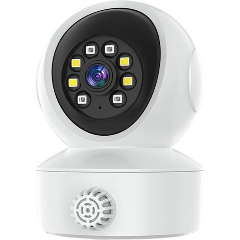 Cámara de seguridad para interiores，cámara para mascotas，visión de 360°，audio bidireccional (con tarjeta de memoria de 32 GB) (1/3)