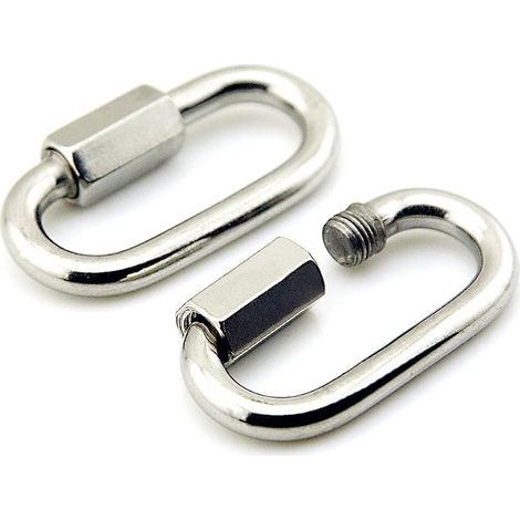 2-Pack M8 en Acier Inoxydable D Forme Mousqueton Quick Link Keychain Buckle (1/5)