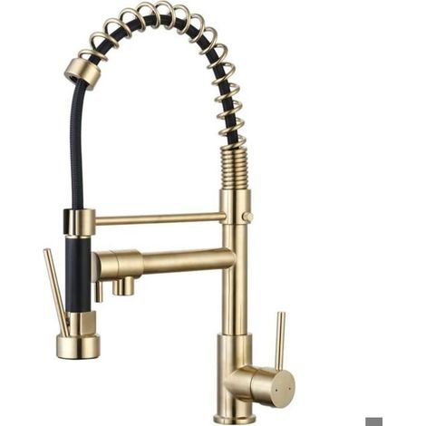 Mitigeur d'évier avec douchette – Douchette mobile, barre stabilisatrice – Système ESSEFIX, flexible inclus (1/4)