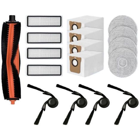 Accessoires et pièces détachées pour aspirateur robot Xiaomi Mijia 5C OV42CN : brosse principale, filtre HEPA, lingette de nettoyage et sac à poussière.
