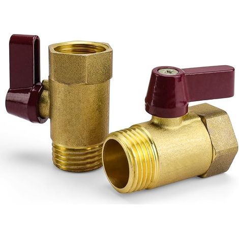 2 Pièces Vanne 1/2 Pouce en Laiton, Robinet à Tournant Sphérique, Vanne Métallique avec Filetage Interne et Externe, Résistant à la Corrosion pour Cuisine et Toilettes (1/5)