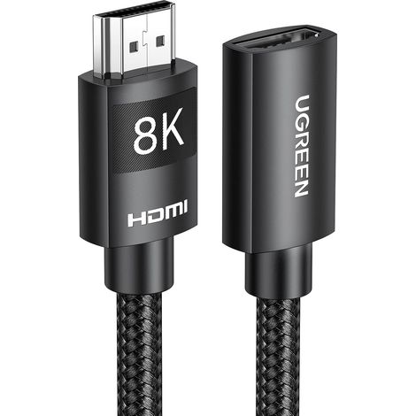 Rallonge HDMI 2.1 8K 60Hz Câble Extension HDMI Mâle Femelle (2M) 48Gpbs eARC Tressé en Maille de Coton Compatible avec PS5 PS4 Xbox One X MacBook Pro Mac Mini M4 HDTV 8K Lecteur Blu Ray (1/5)