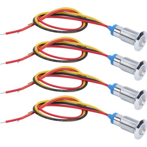 Lot de 4 voyants lumineux LED bicolores à anode commune, étanches, en métal, 8 mm, 220 V (rouge jaune) (1/5)