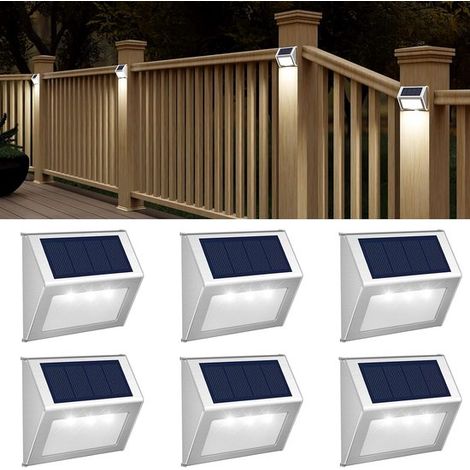 Luci solari da esterno, luci solari impermeabili per patio, illuminazione per pali di recinzione per giardino, patio, scale e muri, 3 LED, luce bianca fredda (1/5)