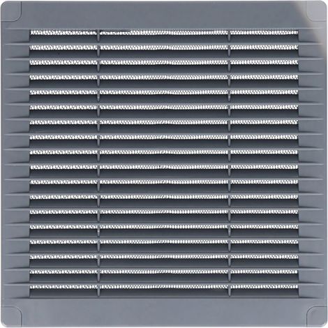 REJILLA VENTILACIÓN CUADRADA CON TAPONES Y MOSQUITERA 100x100x7mm ABS GRIS