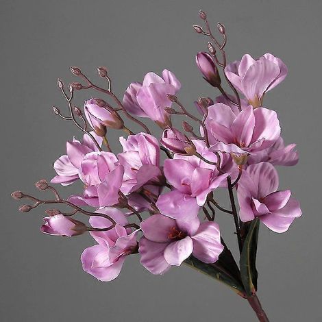 Bouquet de 5 tiges et 20 fleurs de magnolia artificielles en soie, idéal pour la décoration de la maison, de la table, du salon ou d'un mariage.violet (1/5)