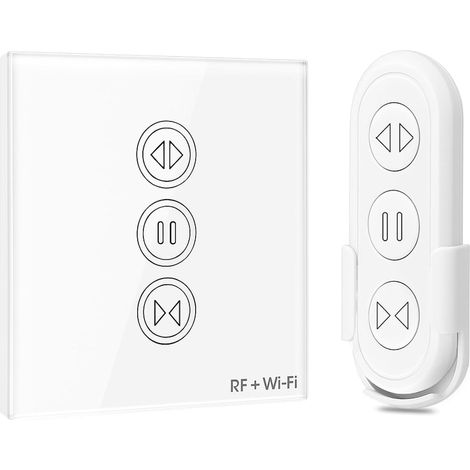 Interrupteur Volet Roulant Connecté, Télécommande, Commutateur Rideau Stores WiFi, Minuterie Moteur Mural (1/5)