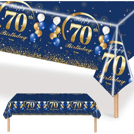 Geburtstag Tischdecke 70. Geburtstag Blau Gold 137x274 cm Rechteckig