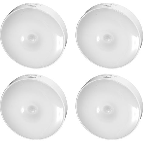 Wiederaufladbares 4-teiliges LED-Nachtlicht mit Bewegungssensor, automatischer Ein-/Ausschaltfunktion und warmweißem Licht für Zuhause (1/5)