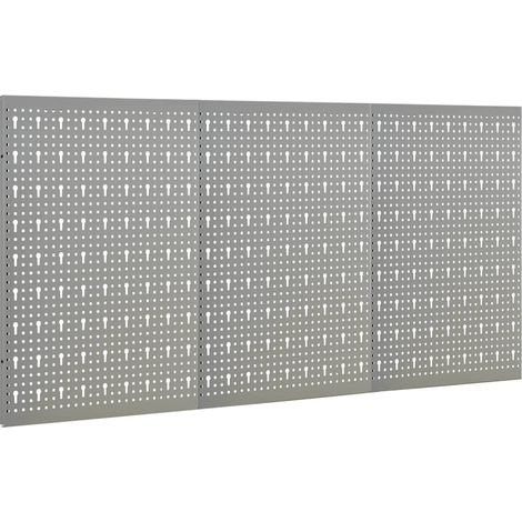 vidaXL Tableros de clavijas para pared 3 unidades acero 40x58 cm (1/2)