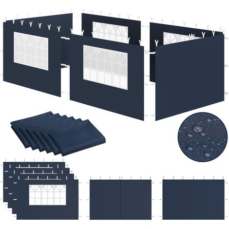 Zelsius Seitenwände für Pavillon 3x6 m, 6-teilig, Blau, Gartenzelt Seitenwand mit Fenster, UV30 (1/4)