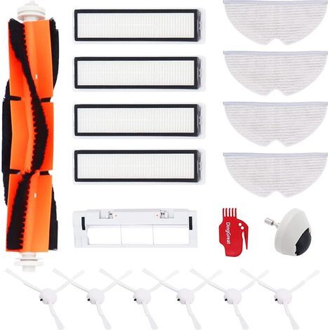 Zubehör für den Dreame D9 / Dreame L10 Pro Saugroboter – 1 Hauptbürste, 6 Seitenbürsten, 4 Filter, 1 Hauptbürstenabdeckung, 4 Wischtücher, 1 Vorderrad (1/5)