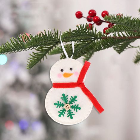 Ornement De Sapin De Noël - En Tissu Non Tissé - Formes Santa Renne Bonhomme De Neige - Réutilisable Avec Corde De Suspension - Lot De 6 (1/5)